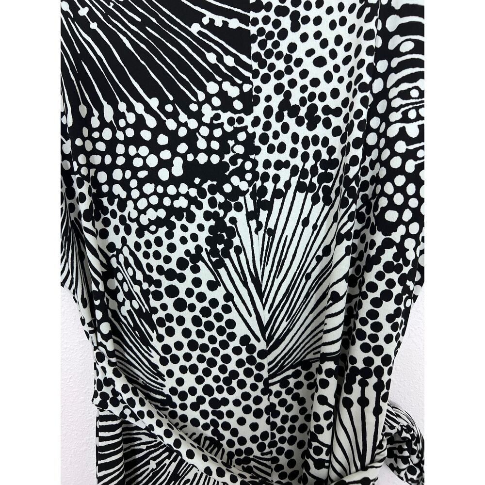 Donna Morgan Black White Abstract Print Tie Waist Dress Size 10 - Picture 6 of 6